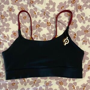 Peloton Black Sports Bra with Red Straps